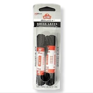 Kiwi Select 36" Braided Black shoe laces 2pk